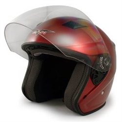 Adult Red Metro Open Face Motorcycle Helmet (DOT Approved)