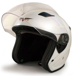 Adult White Metro Open Face Motorcycle Helmet (DOT Approved)