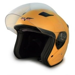 Adult Yellow Metro Open Face Motorcycle Helmet (DOT Approved)