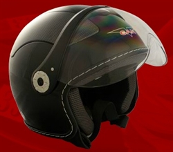 Adult Glossy Black Open Face Motorcycle Helmet (DOT Approved)
