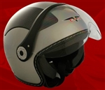 Adult Silver Open Face Motorcycle Helmet (DOT Approved)