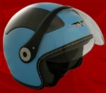 Adult Sky Blue Open Face Motorcycle Helmet (DOT Approved)