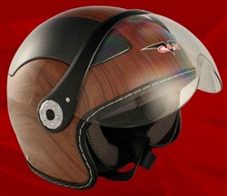 Adult Wood Open Face Motorcycle Helmet (DOT Approved)