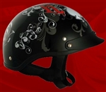 Adult All In Black Half Helmet Cruising Helmet (DOT Approved)