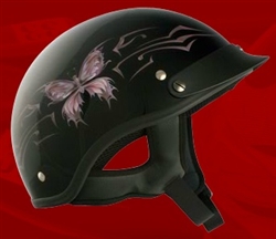 Adult Butterfly Black Half Helmet Cruising Helmet (DOT Approved)