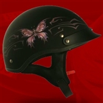 Adult Butterfly Flat Black Half Helmet Cruising Helmet (DOT Approved)