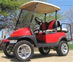 48V Red Club Car Precedent Lifted Golf Cart with Custom Seats
