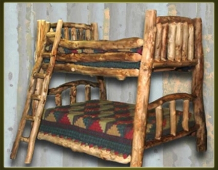 New Rustic Furniture Custom Log Bunk Bed, Log Furniture Bunk Beds