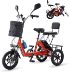 350 Watt Folding Electric 48v Tricycle Trike Folding 3 Wheel Bike W/Lithium Ion Battery