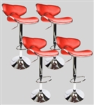 4 Swivel Red Elegant PU Leather Modern Adjustable Hydraulic Bar Stools