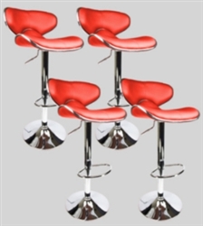 4 Swivel Red Elegant PU Leather Modern Adjustable Hydraulic Bar Stools