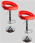 2 Red Swivel Leather Seat Modern Adjustable Hydraulic Bar Stools