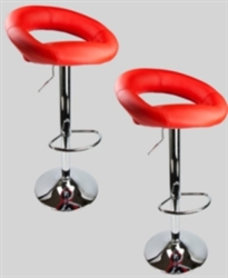 2 Red Swivel Leather Seat Modern Adjustable Hydraulic Bar Stools