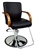 Black Leather Hydraulic Barber Chair With Wooden Arm Rests