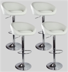 4 Barstools Swivel Seat White Leather Modern Hydraulic Adjustable