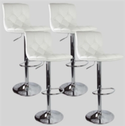 4 Swivel Bar Stool White Elegant Leather Adjustable Hydraulic Bar stools