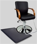 Black Leather Hydraulic Barber Chair With Wooden Arm Rests and Anti Fatigue Comfort Floor Mat