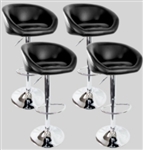 4 Swivel Seat Black PU Leather Modern Adjustable Hydraulic Bar Stools