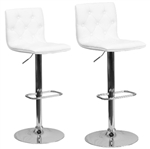 2 White Swivel Leather Modern Adjustable Hydraulic Bar stools