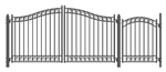 Dublin Dual Swing Iron Swing Dual Driveway Gate 14' x 4' with Pedestrian Gate