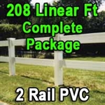 Brand New 208 Feet PVC 2 Rail Post and Rail Fence Complete Package