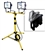 1000W Twin Halogen Shop Work Light With Telescoping Stand Tripod Base