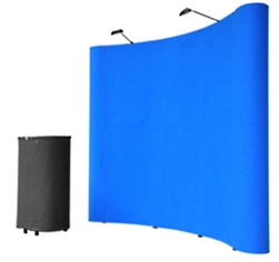 8' Blue Portable Pop Up Trade Show Booth Display Kit w/ Spotlights