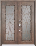 61.5" x 81" Oper-Able Tempered Dual-Pan Glasses Frosted Wrought Iron Entry Doors