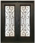 61.5" x 81" Oper-Able Tempered Dual-Pan Glasses Noble Wrought Iron Entry Doors