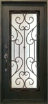 38 in. X 81 in. Single Wrought Iron Entry Door Noble Tempered Frosted Glass