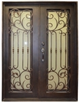 61.5" x 81" Oper-Able Tempered Dual-Pan Glasses Stylish Wrought Iron Entry Doors
